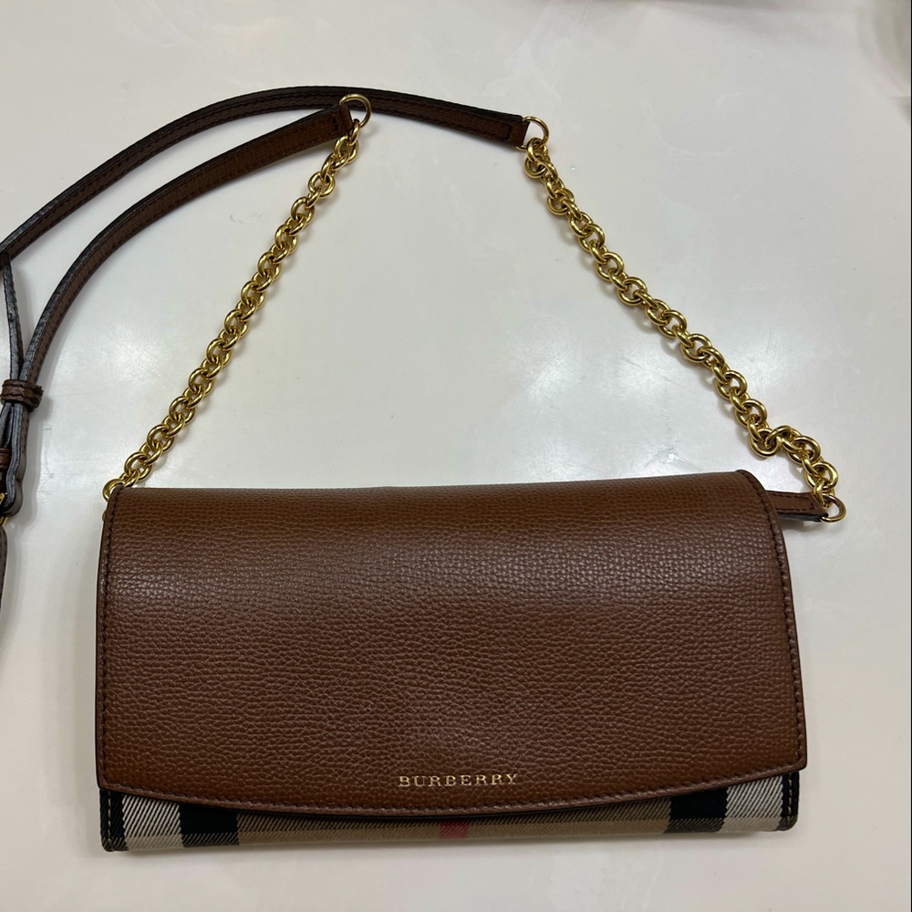 Authentic BURBERRY Henley Check And Leather Wallet-onChain